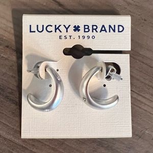 LUCKY BRAND mini chunky silver hoop earrings